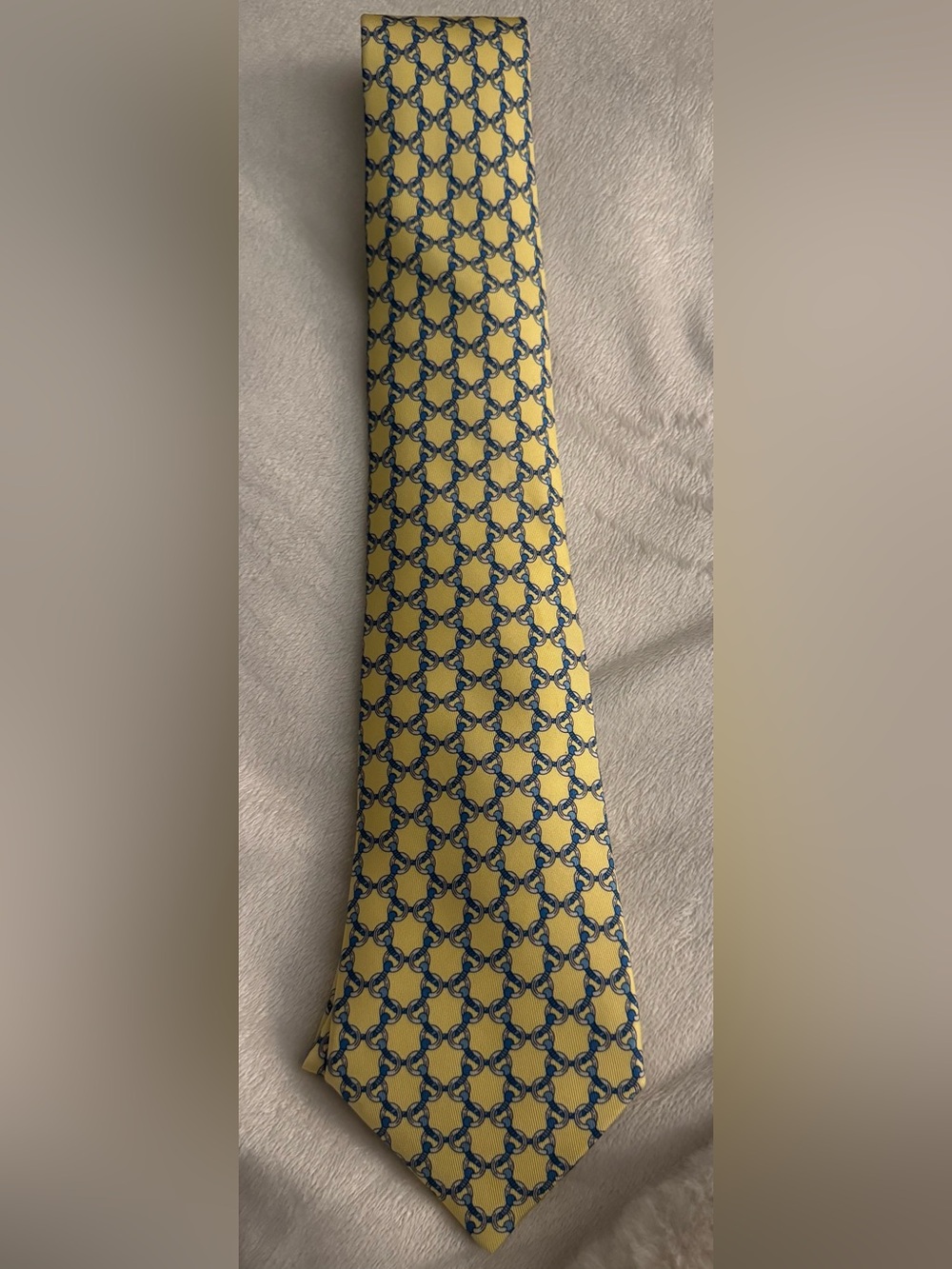 Hermes Yellow & Blue Patterned Men's Tie